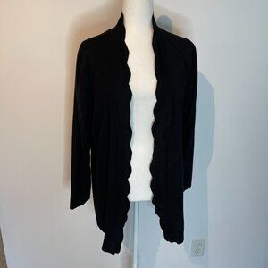 Cable & Gauge Black Scalloped Edge Cardigan Sweater size 1X